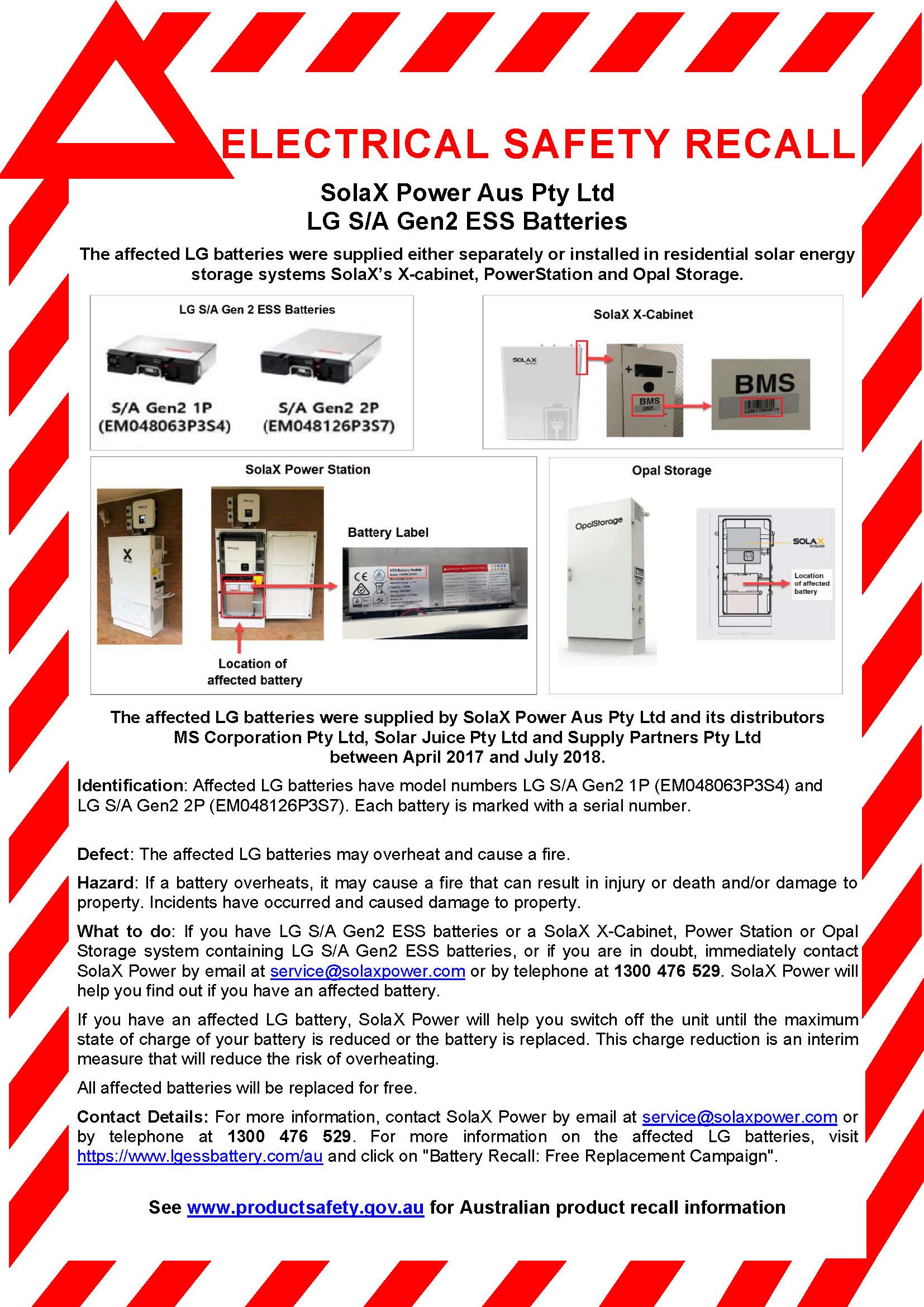 Electrical safety recall poster
